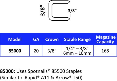8mm SPOTNAILS Staples A-11 Series Gold 85505G